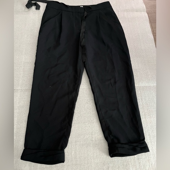 [US2]Wilfred Aritzia Allant Black Tie-Waist Crops Career Joggers - Picture 3 of 9